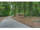 View down long driveway to brick house in a wooded lot at 15 Walnut Ridge Way, Covington, GA 30014