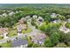 Aerial view of a neighborhood with green tree coverage and well-maintained yards at 214 Crestmont Way, Canton, GA 30114