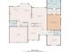 First floor plan features an open-concept living room, dining room, kitchen, and primary bedroom suite at 214 Crestmont Way, Canton, GA 30114