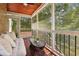 Relaxing screened porch featuring comfortable seating and a tranquil view of the surrounding greenery at 95 Brandon Ridge Dr, Atlanta, GA 30328