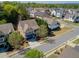 Aerial view of a residential neighborhood showcasing lush trees, sidewalks, and well-maintained front yards at 1749 Grand Oaks Dr, Woodstock, GA 30188