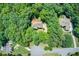 Aerial view of the homes in a wooded community with mature trees and lush greenery at 245 Ashley Forest Dr, Fayetteville, GA 30214