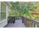 Open wooden deck with railing overlooking a green backyard at 1885 Milfield Cir, Snellville, GA 30078
