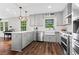 Modern kitchen featuring stainless steel appliances, gray cabinets, and subway tile backsplash at 3843 Lake Se Dr, Smyrna, GA 30082
