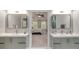 Dual vanity bathroom with modern fixtures, cabinets and view to bedroom at 2425 Hamptons Psge, Alpharetta, GA 30005