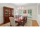 Elegant dining room with wood table, china cabinet, chandelier, and a bright window at 680 Parkside Trl, Marietta, GA 30064