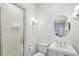 Modern bathroom with walk-in shower, white subway tiles, and sleek fixtures at 1031 Eulalia Ne Rd, Atlanta, GA 30319