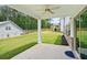 Enjoy a large, covered patio with a view of the spacious, well-maintained backyard at 4477 Bethany Manor Dr, Snellville, GA 30039