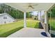 Inviting covered patio with a ceiling fan overlooking the green backyard at 4477 Bethany Manor Dr, Snellville, GA 30039