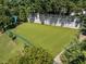 Fully fenced backyard features pristine artificial turf and a covered gazebo at 970 N Ormewood Park Se Dr, Atlanta, GA 30316