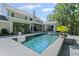 Aerial view of a backyard with a pool, outdoor living area, and lush greenery at 126 Owens Mill Pl, Canton, GA 30115