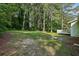 Backyard featuring green grass and mature trees providing a peaceful, shaded area at 4954 Browns Mill Rd, Lithonia, GA 30038