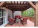 Upper-level deck with covered seating area, offering views of the surrounding trees at 1255 Hidden Creek Pt, Cumming, GA 30040