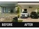 A before-and-after of a two-car carport after virtually staging, now features modern cars at 4 Kelso At Peyton Sw Dr, Atlanta, GA 30311