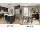 This modern space features new stainless appliances, a kitchen island with seating, and an adjacent dining area at 4 Kelso At Peyton Sw Dr, Atlanta, GA 30311