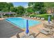 Large community pool with ample seating and umbrellas, perfect for relaxation and recreation at 510 Morning Mist Ct, Alpharetta, GA 30022