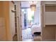 Elegant bedroom offers a peek into the well-organized closet and patio area at 1820 Peachtree Nw St # 309, Atlanta, GA 30309