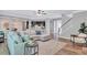 Cozy living room with hardwood floors, gray sofa, and seamless access to the kitchen at 3860 Overlake Dr, Cumming, GA 30041