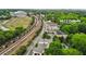 Aerial view showcasing the property's location near train tracks and local businesses at 1672 Dekalb Ne Ave # 2, Atlanta, GA 30307