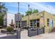 Outdoor seating area with fountain and string lights at 1672 Dekalb Ne Ave # 2, Atlanta, GA 30307