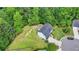 Aerial view of a well-maintained two-story home with a spacious backyard and mature trees at 3668 Burel Mill Dr, Buford, GA 30519