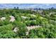 Aerial view of homes nestled among lush trees in a neighborhood near the city skyline at 1203 Glenridge Ne Pl, Atlanta, GA 30342