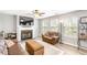 Comfortable living room with a fireplace, large TV, and ample natural light from the windows at 1194 Grandview Cir, Powder Springs, GA 30127