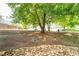Backyard with mature trees and rock detail, overlooking neighboring homes at 3677 Blackshear Ct, Duluth, GA 30096