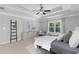 This main bedroom features a trey ceiling, a ceiling fan, and neutral decor at 333 Gardens Of Harmony Dr, Canton, GA 30115