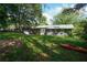 Backyard view of the home and the yard space, with kayak to the side at 377 Black Oak Ct, Lawrenceville, GA 30046