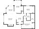 Detailed floor plan showing layout of living room, kitchen, bedrooms, and bathrooms with dimensions at 909 Wentworth Ct, Alpharetta, GA 30022