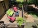 Landscaped backyard featuring a deck with patio furniture, stairs down to the yard, and lush greenery at 2694 Tritt Springs Ne Dr, Marietta, GA 30062