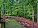 Sloping backyard with fire pit and wooded boundary at 2694 Tritt Springs Ne Dr, Marietta, GA 30062