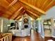 Spacious living room features vaulted wood ceiling, hardwood floors, and stone fireplace at 2694 Tritt Springs Ne Dr, Marietta, GA 30062
