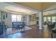 Dining room boasts a decorative rug, chandelier, and trey ceiling at 514 Creekshire Cir, Canton, GA 30115