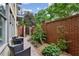 Cozy patio with brick wall, plants, greenery, and outdoor seating, perfect for relaxation at 201 W Ponce De Leon Ave # 13, Decatur, GA 30030