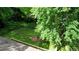 Aerial view of backyard with trees and deck at 50 Woodland St, Buford, GA 30518