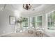 A sitting room bathed in natural light features an art piece and a stylish chandelier at 980 Pine Grove Rd, Roswell, GA 30075