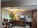 Dining area featuring modern chandelier and ample storage space at 6290 S Skyline Dr, Douglasville, GA 30135