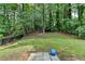 Large backyard with mature trees and grass at 5025 Oak Bluff Ct, Atlanta, GA 30350