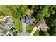 Aerial view of a lovely home and well-maintained lawn surrounded by trees at 2865 Ivey Oaks Ln, Roswell, GA 30076