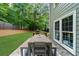 Backyard patio with dining set and lush lawn, perfect for outdoor relaxation and entertaining at 2865 Ivey Oaks Ln, Roswell, GA 30076