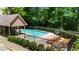 Community swimming pool and spa area with a shady picnic pavilion and basketball court at 2865 Ivey Oaks Ln, Roswell, GA 30076