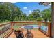 Relaxing deck with outdoor seating overlooking a beautiful private backyard and swimming pool at 65 Millennial Ct, Lawrenceville, GA 30045