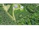 Stunning aerial view of the property featuring a private pool, residence, and surrounding lush forest at 2997 Happy Hollow Se Dr, Conyers, GA 30094