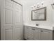 Clean bathroom featuring white cabinets and updated hardware fixtures at 403 Abingdon Way, Atlanta, GA 30328
