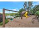 Community playground with swings, slide, and jungle gym for of all ages and located near a small lake at 2655 Boulder Creek Ne Dr, Roswell, GA 30075