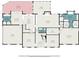 First floor plan featuring a living room, kitchen, dining room, garage, sunroom, and primary bedroom with bath at 2080 Old Dominion Rd, Atlanta, GA 30350