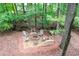Backyard fire pit surrounded by mature trees at 3573 Bramwell Nw Xing, Kennesaw, GA 30144