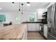 Modern kitchen with stainless steel appliances, wooden countertops, and bright white cabinets at 3904 Bakers Ferry Sw Rd, Atlanta, GA 30331